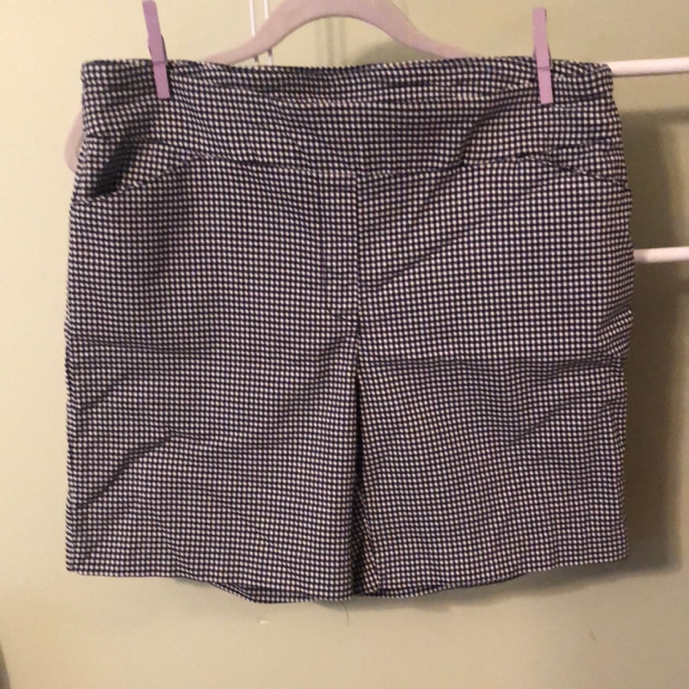 Kim Rogers black and white checked shorts